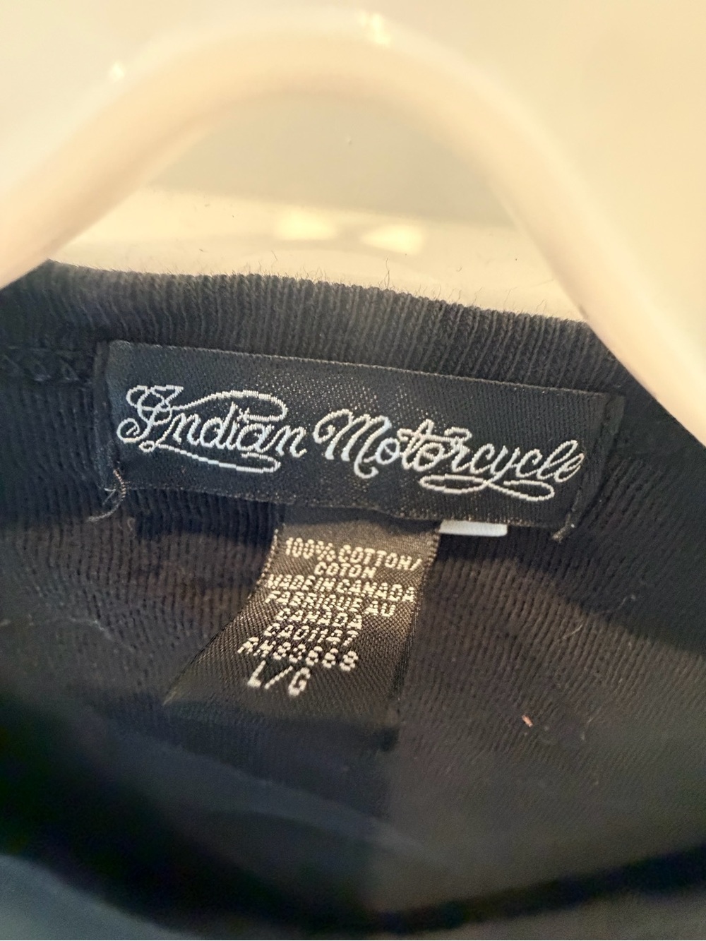 Indian Motorcycle Large Black Embroidered Logo V Neck 3/4 Sleeve Shirt